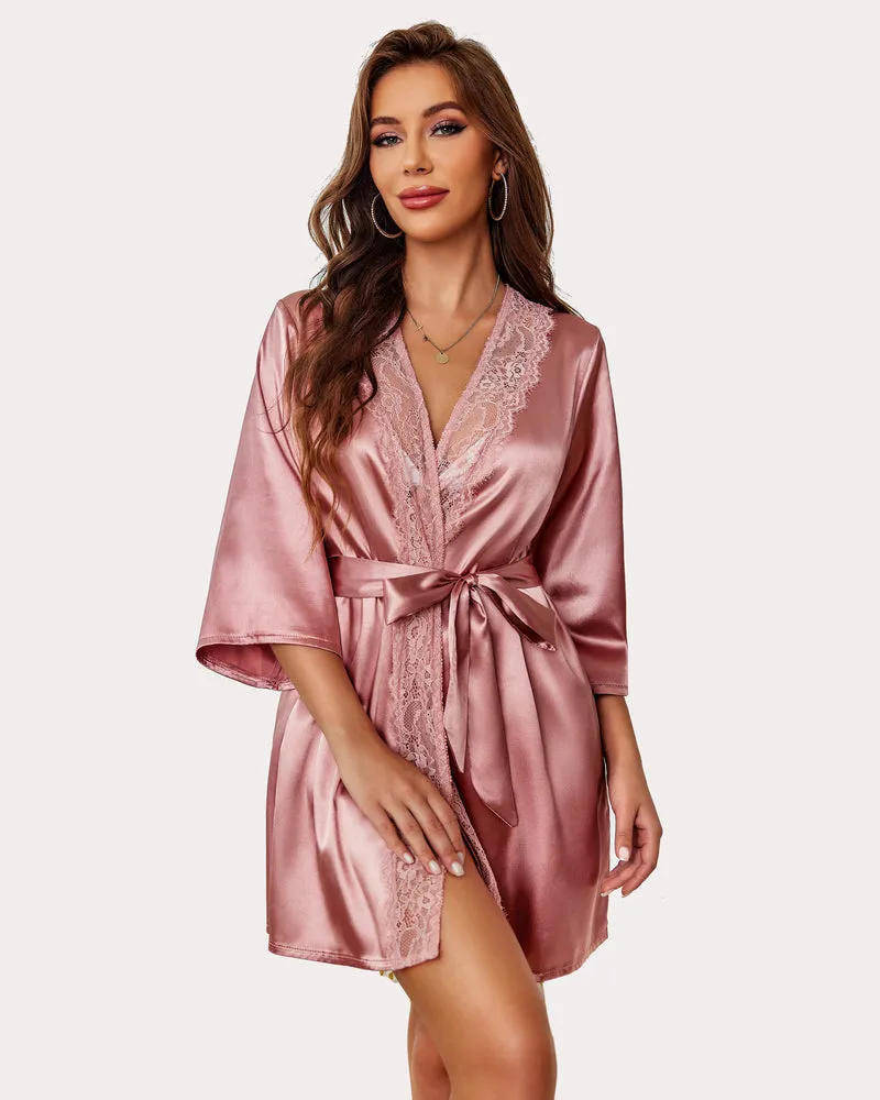 Kimono Satin Short Silky Robes