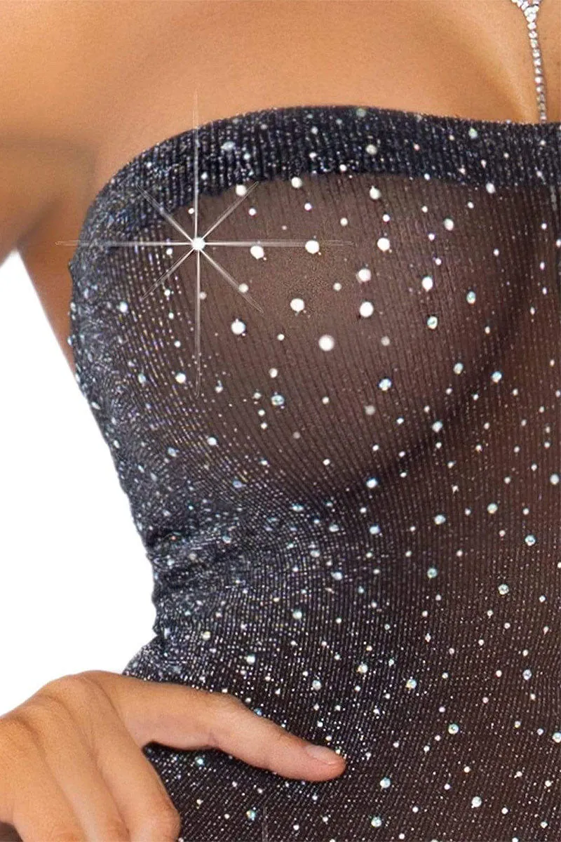 Lurex Rhinestone Tube Dress