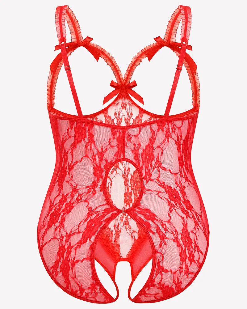 Plus Size Crotchless Exotic Lace Teddies