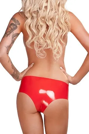 Saxenfelt Latex Crotchless Ladies Hipster Brief - Red Medium