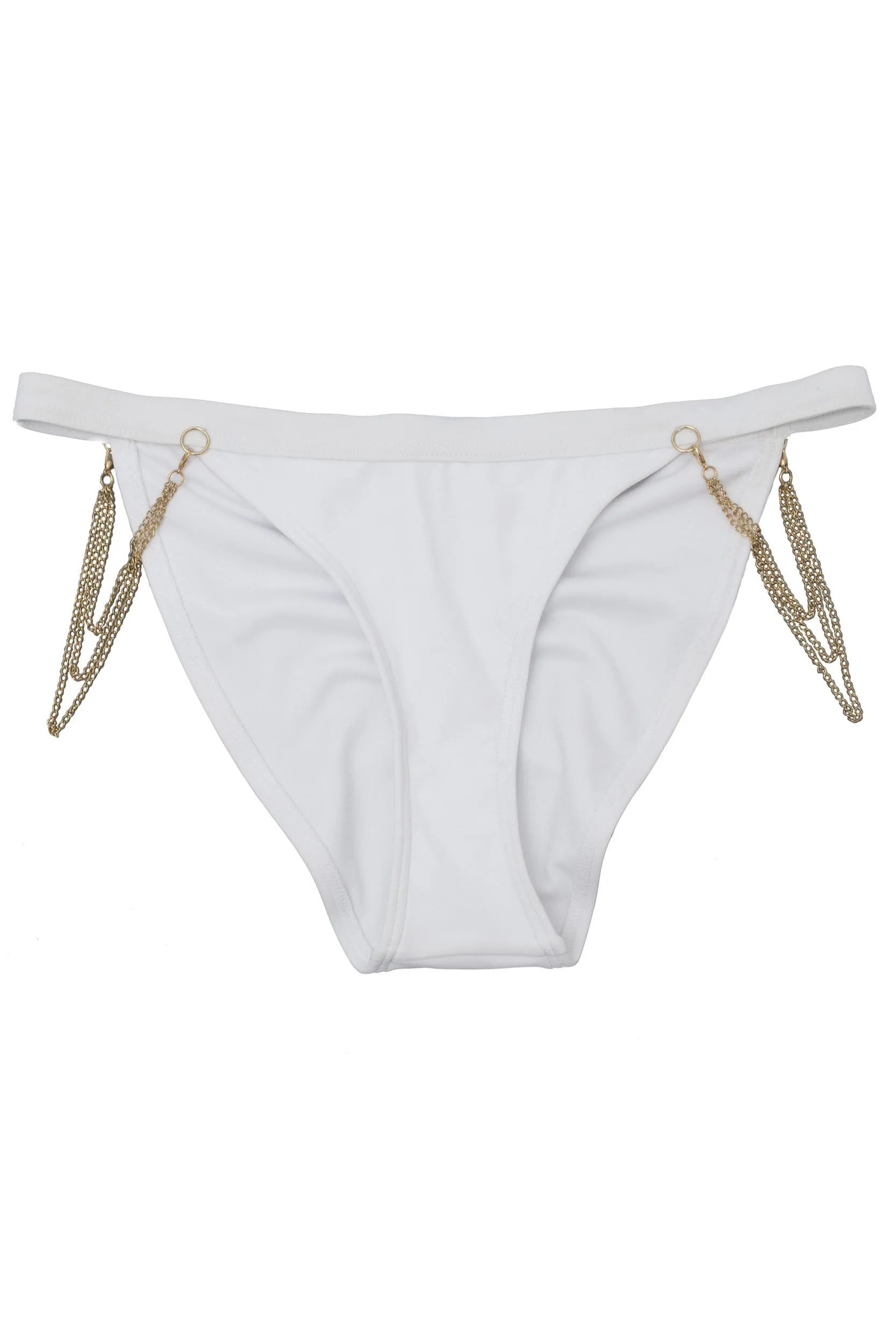 Wolf & Whistle Goldie white hipster brief with removable chain
